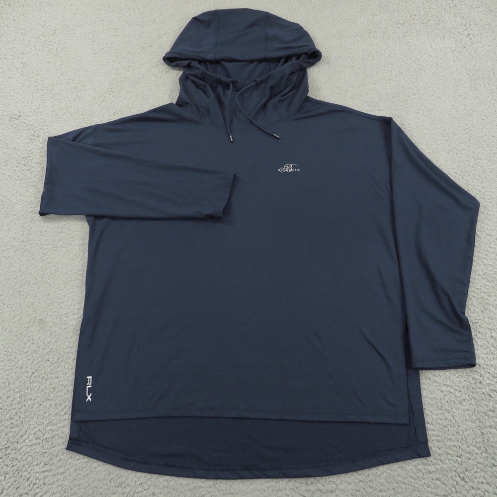 RLX Ralph Lauren Womens Hoodie XL Navy Scuba Funnel Neck Bellagio Pullover